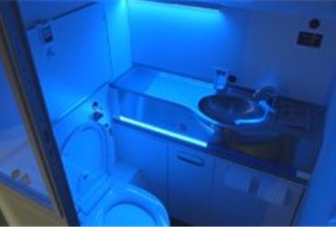 Boeing has applied to patent for a new airplane restroom that cleans itself. The bathroom that Boeing developed is kept almost free of germs by bathing it in ultraviolet (UV) light for just three seconds.